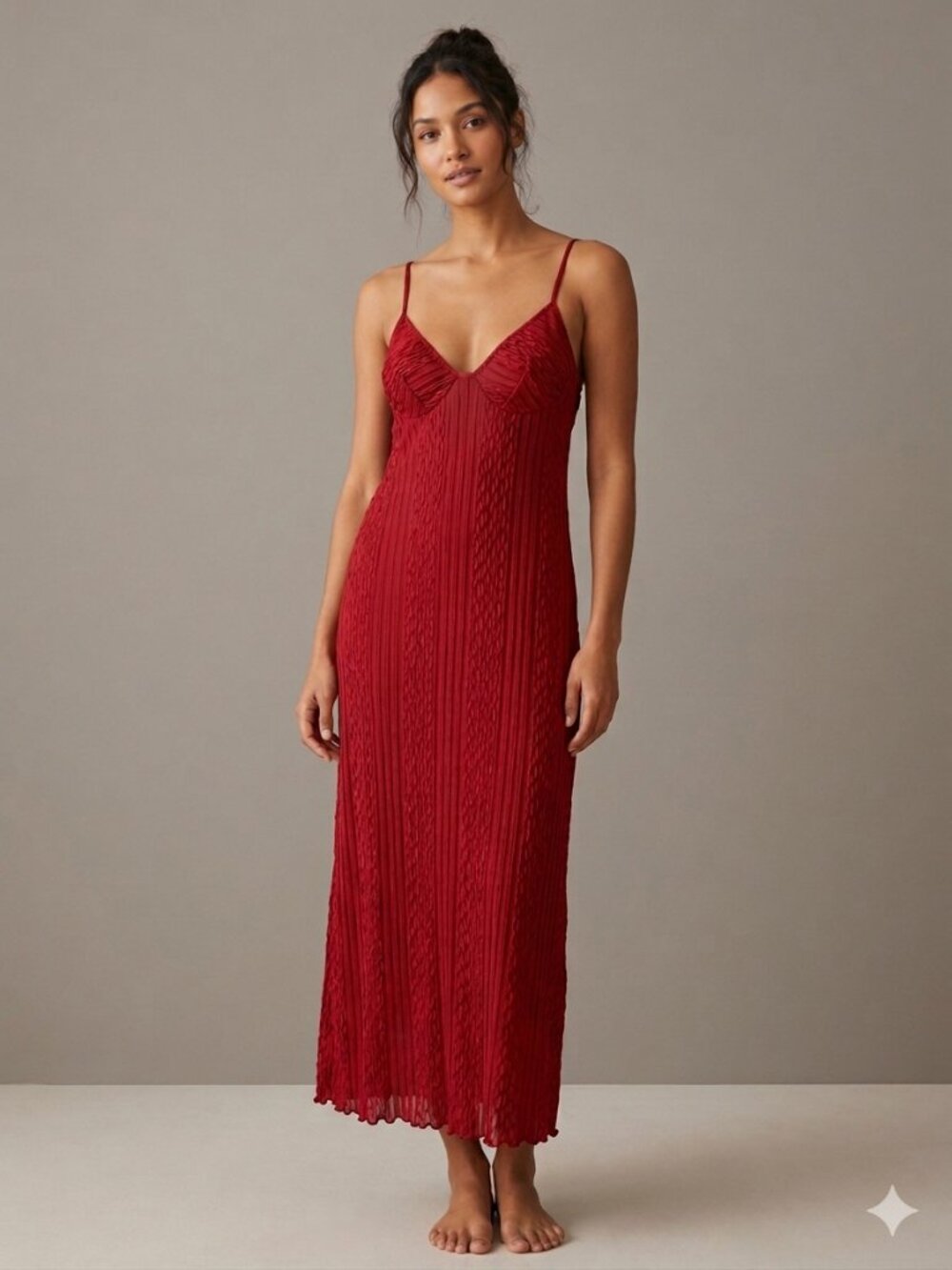 Vintage Long Red Slip With Open Back
